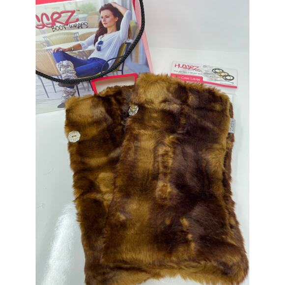 Huggrz Boot Wraps Leg Warmers with Crisscross Suede Lacing Ties NEW - Picture 1 of 3